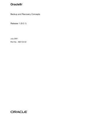 خرید و دانلود نسخه کامل کتاب Oracle 9i Backup and Recovery Concepts (Part No A90133-02) (Release 9 0 1) (2001)