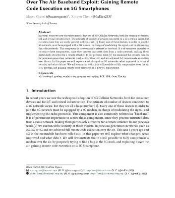 خرید و دانلود نسخه کامل کتاب Over The Air Baseband Exploit: Gaining Remote Code Execution on 5G Smartphones
