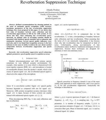 خرید و دانلود نسخه کامل کتاب Parameter Optimization of the Single Channel Late Reverberation Suppression Technique