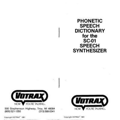 خرید و دانلود نسخه کامل کتاب Phonetic Speech dictionary for the SC-01 Speech Synthesizer