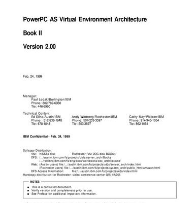خرید و دانلود نسخه کامل کتاب PowerPC AS Virtual Environment Architecture Book II Version 2.00