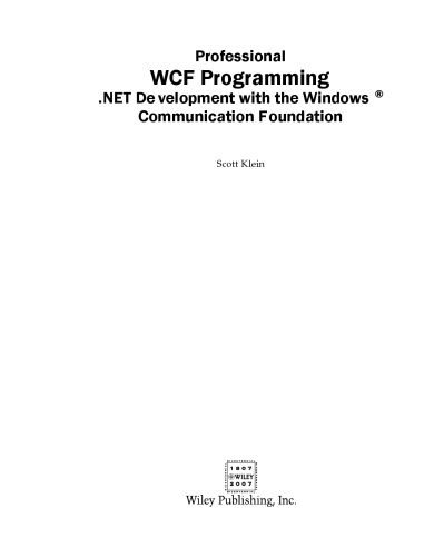 خرید و دانلود نسخه کامل کتاب Professional WCF programming : .NET development with the Windows Communication Foundation