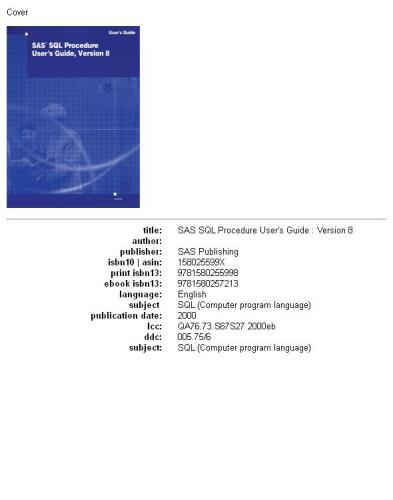 خرید و دانلود نسخه کامل کتاب SAS SQL procedure user’s guide: version 8_6866edefe6a98.jpeg خرید و دانلود نسخه کامل کتاب SAS SQL procedure user’s guide: version 8