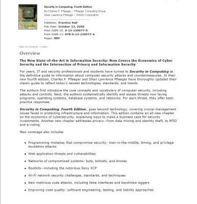 خرید و دانلود نسخه کامل کتاب Security in computing