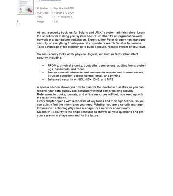 خرید و دانلود نسخه کامل کتاب Solaris Security