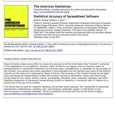 خرید و دانلود نسخه کامل کتاب Statistical Accuracy of Spreadsheet Software