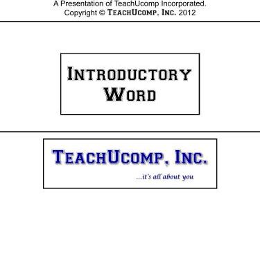 خرید و دانلود نسخه کامل کتاب TeachUcomp. Introductory Word