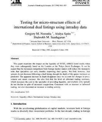 خرید و دانلود نسخه کامل کتاب Testing For Micro-Structure Effects Of International Dual Listings Using Intraday Data
