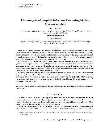 خرید و دانلود نسخه کامل کتاب The analysis of hospital infection data using hidden Markov models