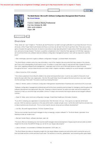 خرید و دانلود نسخه کامل کتاب The Build Master: Microsoft’s Software Configuration Management Best Practices_6885d5f5c01c5.jpeg خرید و دانلود نسخه کامل کتاب The Build Master: Microsoft’s Software Configuration Management Best Practices
