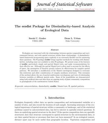 خرید و دانلود نسخه کامل کتاب The ecodist Package for Dissimilarity-based Analysis of Ecological Data + Code