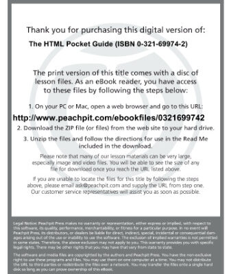 خرید و دانلود نسخه کامل کتاب The HTML Pocket Guide
