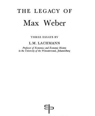 خرید و دانلود نسخه کامل کتاب The Legacy of Max Weber: Three Essays