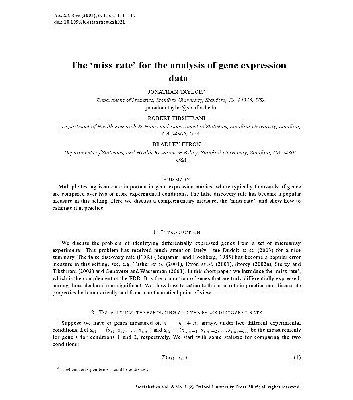 خرید و دانلود نسخه کامل کتاب The ‘miss rate’ for the analysis of gene expression data