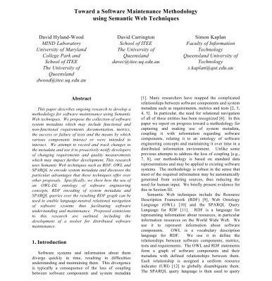 خرید و دانلود نسخه کامل کتاب Toward a Software Maintenance Methodology using Semantic Web Techniques