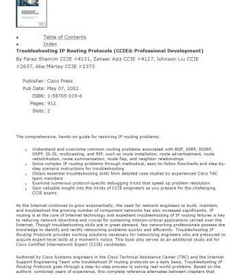 خرید و دانلود نسخه کامل کتاب Troubleshooting IP routing protocols