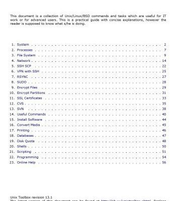 خرید و دانلود نسخه کامل کتاب Unix Toolbox revision 13.1