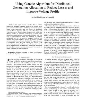 خرید و دانلود نسخه کامل کتاب Using Genetic Algorithm for Distributed Generation Allocation to Reduce Losses and Improve Voltage Profile