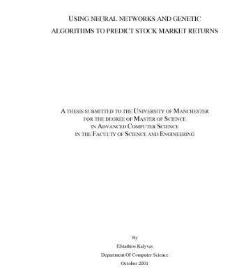 خرید و دانلود نسخه کامل کتاب Using Neural Networks And Genetic Algorithms To Predict Stock Market Returns