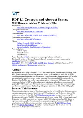 خرید و دانلود نسخه کامل کتاب W3C. RDF 1.1 Concepts and Abstract Syntax