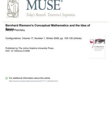 خرید و دانلود نسخه کامل کتاب Bernhard Riemann's Conceptual Mathematics and the Idea of Space