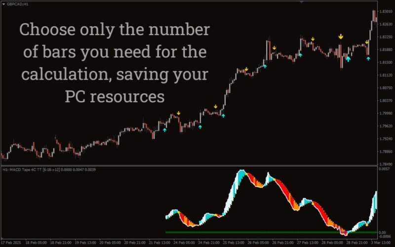 خرید و دانلود تجسم آسان مومنتوم بازار با هیستوگرام رنگی MACD Tape در MT4 - تصویر 3