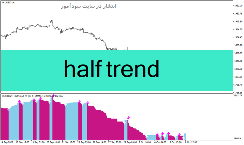 خرید و دانلود دانلود اندیکاتور خرید و فروش (سیگنال ورود و خروج) برای متاتریدر4 با نام half trend - تصویر 2