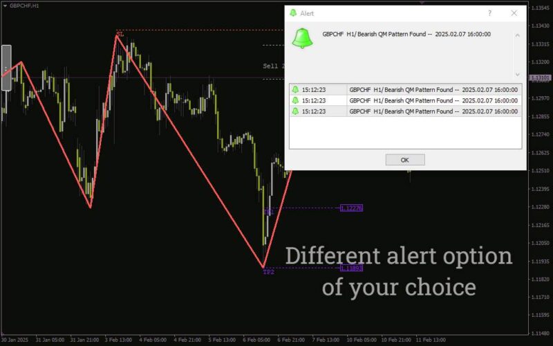 خرید و دانلود شناسایی دقیق الگوی بازگشتی کازیمودو با اندیکاتور Quasimodo Pattern برای MT4 - تصویر 5