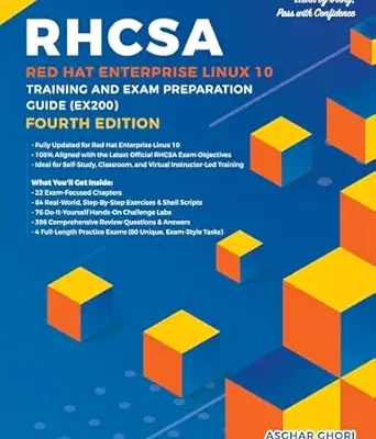 خرید و دانلود نسخه کامل کتاب RHCSA Red Hat Enterprise Linux 10: Training and Exam Preparation Guide (EX200), Fourth Edition