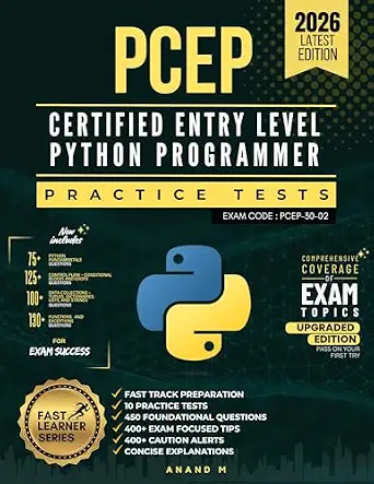 خرید و دانلود نسخه کامل کتاب PCEP – CERTIFIED ENTRY-LEVEL PYTHON PROGRAMMER – QUESTION BANK STUDY GUIDE_6a6b9be4c851d.webp خرید و دانلود نسخه کامل کتاب PCEP – CERTIFIED ENTRY-LEVEL PYTHON PROGRAMMER – QUESTION BANK STUDY GUIDE