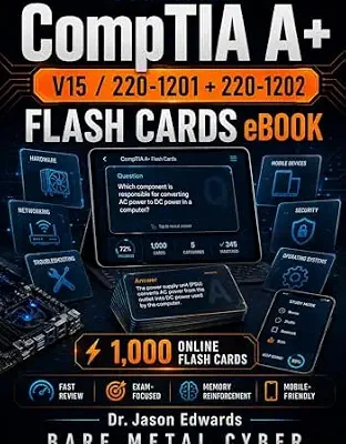خرید و دانلود نسخه کامل کتاب A+ Flash Cards: 1,000 Digital Flash Cards to Help You Prepare for the CompTIA A+ 1201-1202 Exams (Bare Metal Cyber Study Guides)