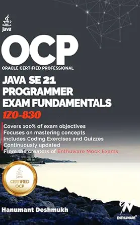 خرید و دانلود نسخه کامل کتاب OCP Java 21 Programmer Certification Fundamentals: Study Guide For 1Z0-830 (OCP Java 21 Programmer Certification Exam Fundamentals Study Guide Book 1)_6a8e4d2fd23af.webp خرید و دانلود نسخه کامل کتاب OCP Java 21 Programmer Certification Fundamentals: Study Guide For 1Z0-830 (OCP Java 21 Programmer Certification Exam Fundamentals Study Guide Book 1)