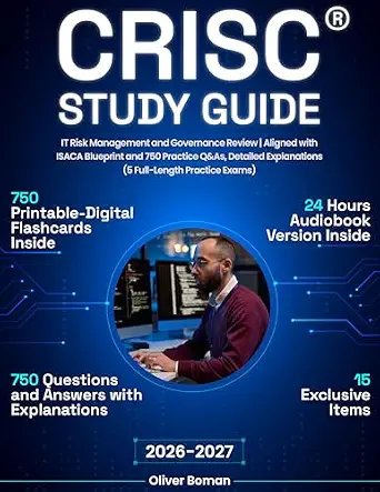 خرید و دانلود نسخه کامل کتاب CRISC Study Guide: IT Risk Management and Governance Review | Aligned with ISACA Blueprint and 750 Practice Q&As, Detailed Explanations (5 Full-Length Practice Exams)_6a7d87ebd36a9.webp خرید و دانلود نسخه کامل کتاب CRISC Study Guide: IT Risk Management and Governance Review | Aligned with ISACA Blueprint and 750 Practice Q&As, Detailed Explanations (5 Full-Length Practice Exams)